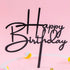 Happy Birthday Cake Topper for Birthday Party Decorations, Black Acrylic