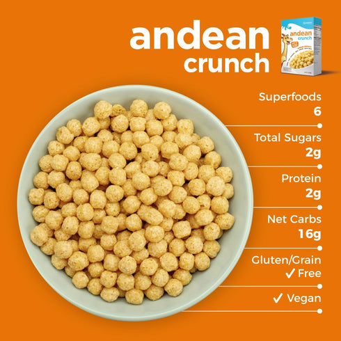 2-Pack (10.5 oz 6 (2g) Andean Crunch: Superfood Cereal Each) Superfoods, Protein, Fiber Low Added Sugar Vegan
