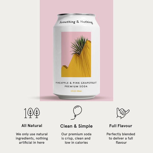 12 Oz (Pack 12) Something & Nothing Pineapple & Pink Grapefruit Flavoured Sparkling Water | Lightly Carbonated, Full