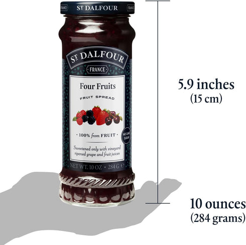 10oz 100% St. Dalfour Four Fruits Fruit Spread - - from Fruit, No Artificial Ingredients, Non-GMO, No Cane Sugars, All