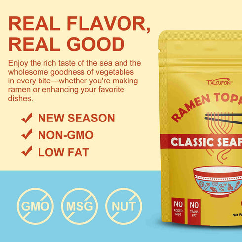 Talcufon 8 Oz, 227G Ramen Toppings Classic Seafood and Vegetables Mix Premium Seafood and Sun-dried Seasonal
