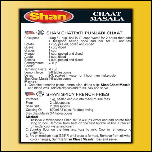 Shan Chaat Masala Seasoning Mix, 100g (Pack of 6) - Spice Packets for Tangy and Spicy Garnish