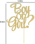 Boy or Girl Cake Topper, Glitter Baby Shower Party Decorations Supplies in Gold