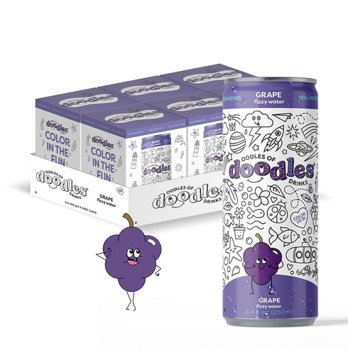 8.4 oz Pack 24 (6x4pk) 1.2g Oodles of Doodles Drinks - Grape Flavored Sparkling Water, fl Colorable Cans, of | Just