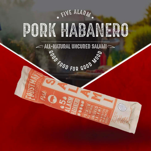 5 8 Oz Foustman's Salami Pork Alarm Habanero Artisanal, Nitrate-Free, Naturally Cured, Gluten-Free, Dairy-Free, Sticks