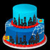 Scenic Theme Stick On/Lay On Cake Border Decoration Toppers - Super Hero Lighted City Backdrop