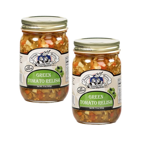 Troyer Cheese Inc Green Tomato Relish, 2 Pack 15 ounce Jars
