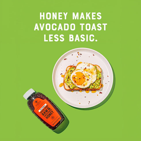 100% 16 oz. Nate's California Pure, Raw & Unfiltered Honey - Squeeze Bottle - All-natural Sweetener
