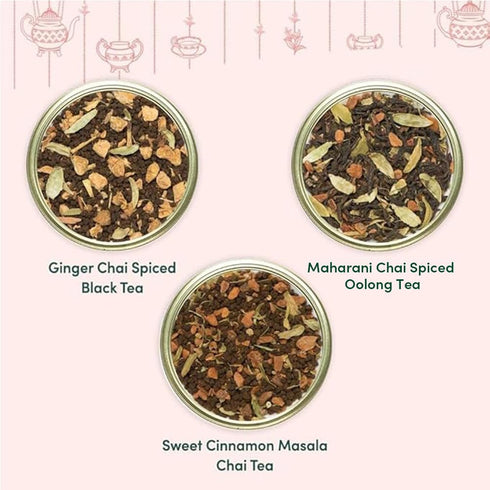 Set 3 VAHDAM, Oprah's Favorite Tea Gift | Premium Chai Teas in Golden Tin Caddy Gift Box | Exotic Chai Tea Blends |