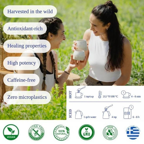 100% 50G (1.8 OZ) (30 IKARIA Tea | Blue Zone Herbal Tea for Longevity | Sage, Dandelion, Rosemary | ORGANIC