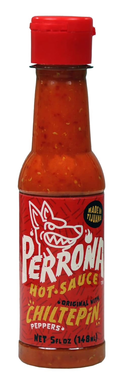La Perrona Chiltepin Hot Sauce, 5 Ounce Bottle | Red Chiltepin Pepper Salsa Picante | Extra Spicy (5oz, Pack of 1)