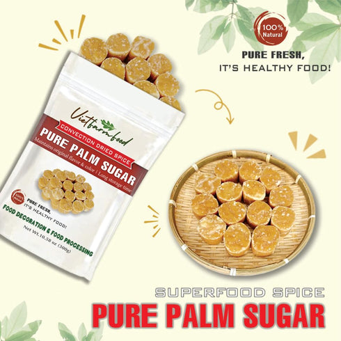 10.58 Oz (300g) PURE PALM SUGAR VIETFARMFOOD: Natural pure, convection dried seasoning made from real fruits - perfect