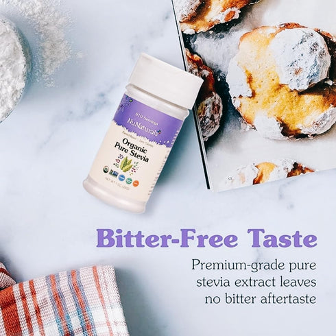 NuNaturals Organic Pure Stevia Extract, 100% Sugar-Free Powdered Sweetener, Plant-Based, 1 oz, 800 Servings
