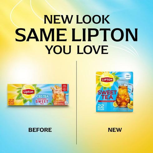 132 (22ct Pack 6) Lipton Southern Sweet Iced Tea Bags, Family Size Zero Calories, Total Bags