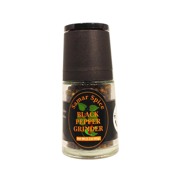 Samar Spice All-Natural Whole Black Peppercorns with Adjustable Grinder | 2.1oz(60g) Premium Refill |