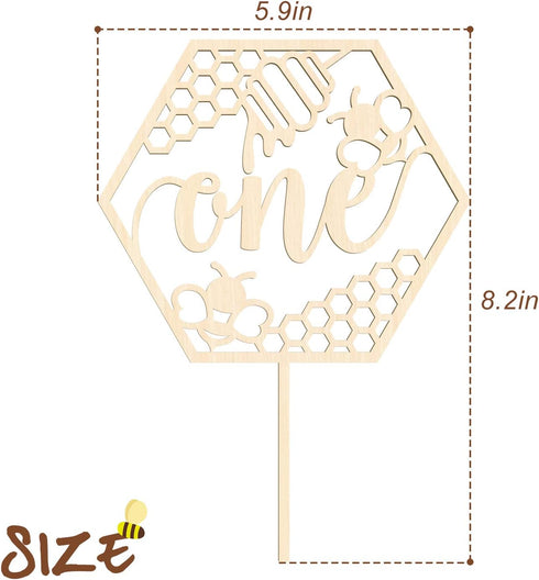 Huray Rayho Bumble Bee One Cake Topper for First Birthday, Honey Bee Theme Party Decoration