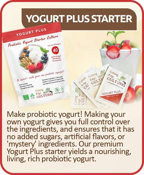 Cutting Edge Cultures 4 4 Packets Yogurt Plus Probiotic L. Reuteri B. Longum L Plantarum Starter Grams