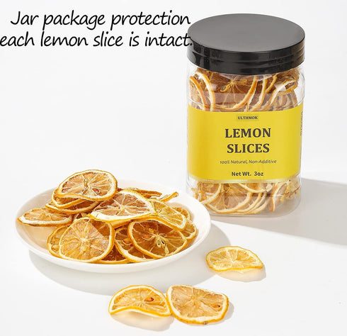 3 Oz/85g,Dehydrated Lemon.100% Premium Dried Lemon Slices Dry Natural & No Additives,No Sugar Added.