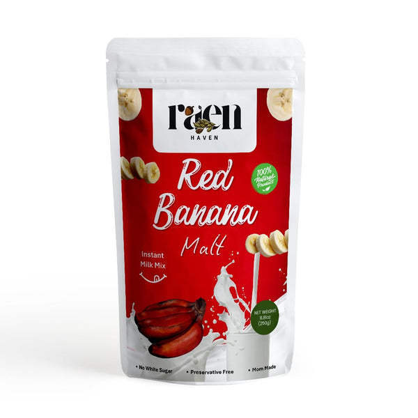 RAEN HAVEN Red Banana Malt Instant Milk Mix | Natural Red Banana Powder Drink