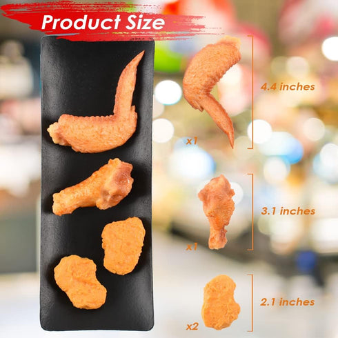 4 Fake Grilled Chicken Wings Artificial Chicken Nuggets Play Food Model Kitchen Decoration pcs