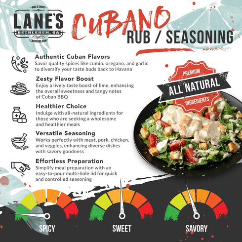 12.4 Oz Lane's Cubano Cuban Seasoning Rub, All-Natural Cuban Spice Blend, Perfectly Balanced Taste for Your Favorite