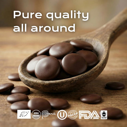 16 Oz 70% (1 Lb) U Organic Dark Chocolate Melting Wafers Cacao | Fresh from our Farm | Perfect for Dipping, Baking