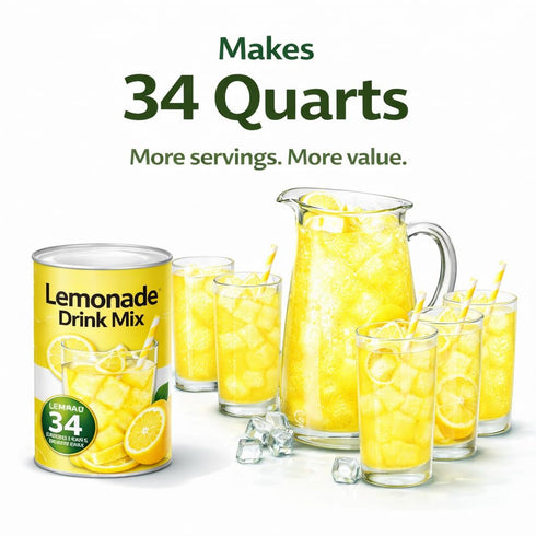 Generic 34 Summer (2 Pack) Lemonade Drink Mix, Powdered, Classic Lemon Flavor, Makes Quarts, Bulk Beverage Mix