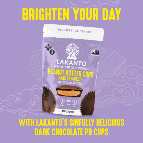 2g (24 Pack 1) Lakanto Sugar Free Chocolate Peanut Butter Cups - Sweetened with Monk Fruit, On the Go, Gluten Free