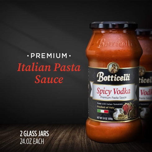 Spicy Vodka Premium Italian Pasta Sauce by Botticelli, 24oz Jars (Pack of 2) - Product of Italy - Gluten-Free - No Added Sugar, Artificial Colors, Flavors, or Preservatives