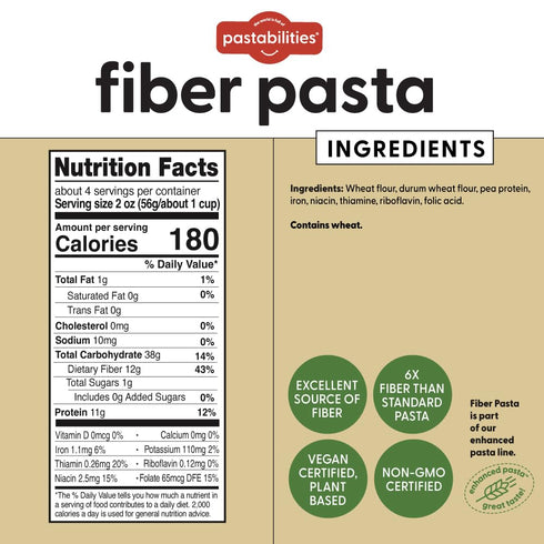 Pack (2 Packs 22g 20g (6 Pack, 8 Oz) Pastabilities Ruffles Pasta Variety - Low Calorie, High Fiber & High Protein Pasta