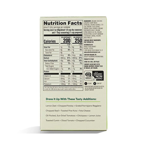 365 5.8 by Whole Foods Market, Organic Garlic And Olive Oil Couscous, Ounce