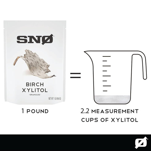 1lb SNO Pure Birch Xylitol Sweetener - Resealable Bag | Low Calorie, Non-GMO, Gluten-Free, Vegan, Kosher | Paleo