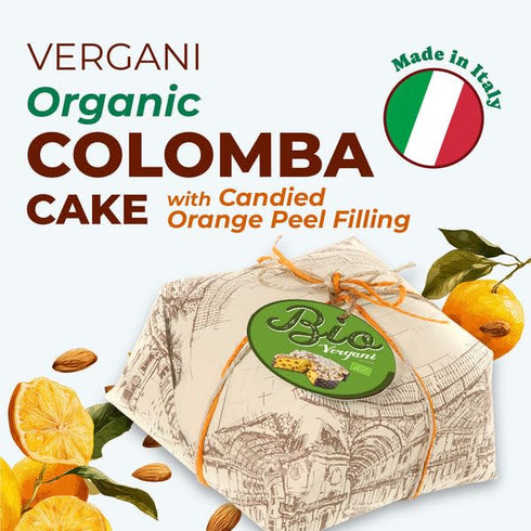 Vergani 1.65 Pack 1 Organic Colomba, Pounds Traditional Italian Holiday Bread Cake with Candied Orange Peel Filling.