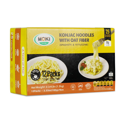 12 Pack 0-Fat,Sugar 3.53 oz MOKI Konjac & Oat Fiber Pasta Bundle - Low Carb Keto Shirataki Noodles, Low Calorie