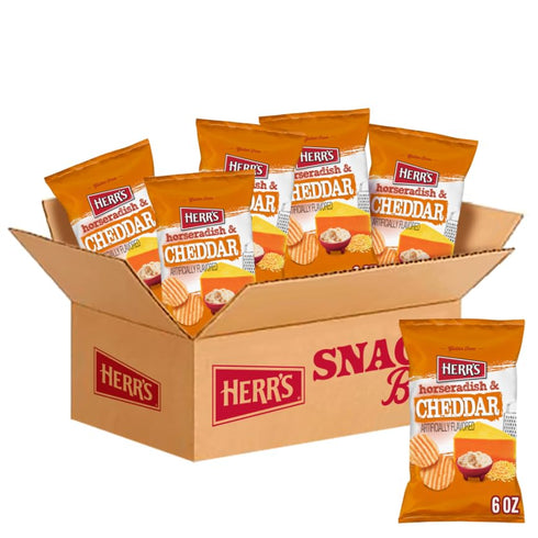 Herrs Potato Chips, Horseradish and Cheddar Flavor, Gluten Free Snacks, 6oz Bag