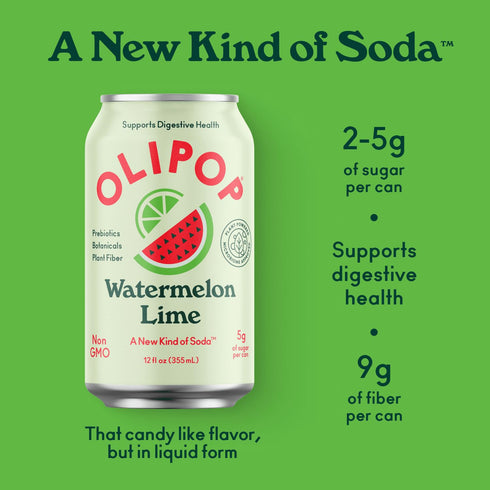 12 OLIPOP Watermelon Lime Prebiotic Soda, FZ