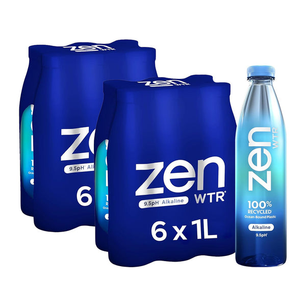 ZenWTR Ultra-Pure, Vapor Distilled Water, 1 Liter (Case of 2x 6 Pack)