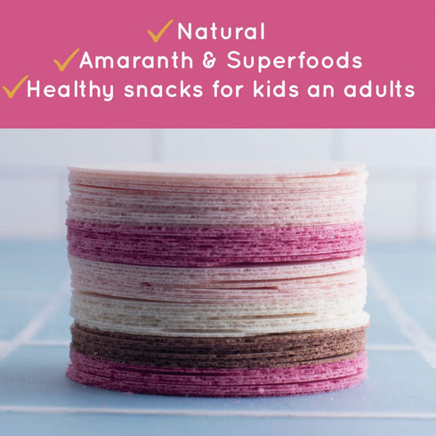 6 Pack) Races del Huerto. Amaranth Wafers Thins-Obleas Low calorie Snack. (Yellow (Vanilla and Chocomint)