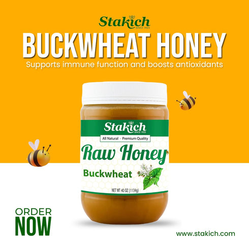 (40 Stakich Buckwheat Antioxidant Raw Honey - Pure, Unprocessed, Unheated, Kosher ounce))