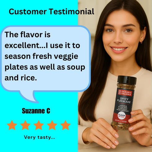 Ocean Balance Spicy Furikake Seasoning - Cayenne Pepper, Sesame Seeds, Maine Coast Seaweed, Great for Sushi Rice