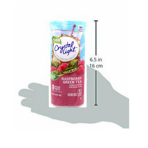 (20 Packets, 4 5) Crystal Light Green Tea Raspberry Drink Mix Pitcher Canisters