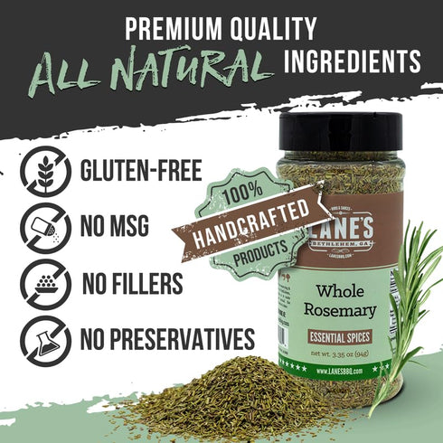 3.35 Oz (94g) Lane's Whole Rosemary Seasoning, All-Natural Cracked Rosemary Spice Compliments Dishes like Chicken