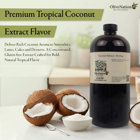 16 Natural Coconut Extract - Clear Water Soluble Flavoring from Natural Coconut Flavors - Sugar-Free - Non-GMO - Gluten