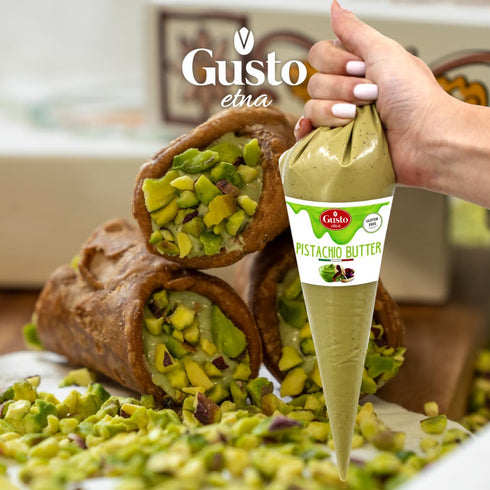 14.1 oz (400 GUSTO ETNA Pistachio Nut Butter Cream in Squeeze Pouch, Spread, Cake Filling & Icing, Frosting, Dessert