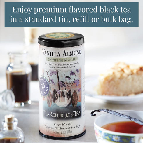 50 The Republic of Tea - Vanilla Almond Black Tea, Tea Bags, Unique Blend Of Vanilla And Almond Tea