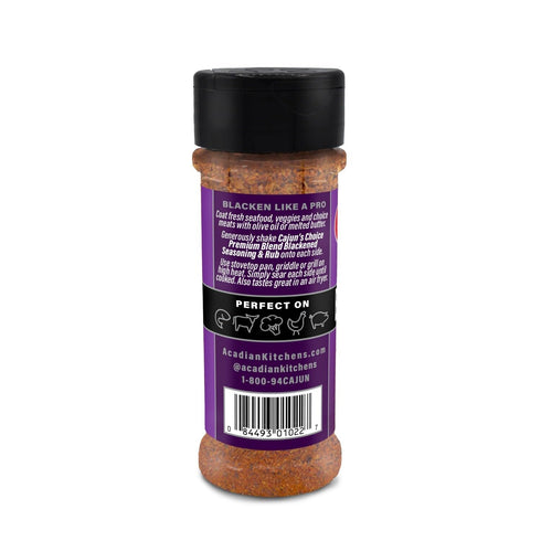 Cajun's Choice Blackened Seasoning, 2.75 oz Jar, All Natural, Low Salt, Gluten-Free