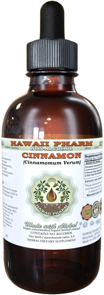Cinnamon Alcohol-Free Liquid Extract, Dried Bark Glycerite, Hawaii Pharm, 2 oz