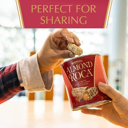 Pack 1 10oz Almond Roca of - Individually Wrapped Chocolate Candy Cannister - Original Buttercrunch Toffee with Almonds