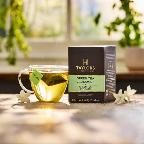 20 Count (Pack 1), 20 Taylors of Harrogate Green Tea with Jasmine, Individually Wrapped Bags, of Delicate, Floral