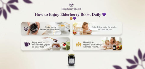 Elderberry Boost Immune Elderberry Syrup Made with Organic Elderberries & Raw Honey | All-Natural Support, Cold and Flu